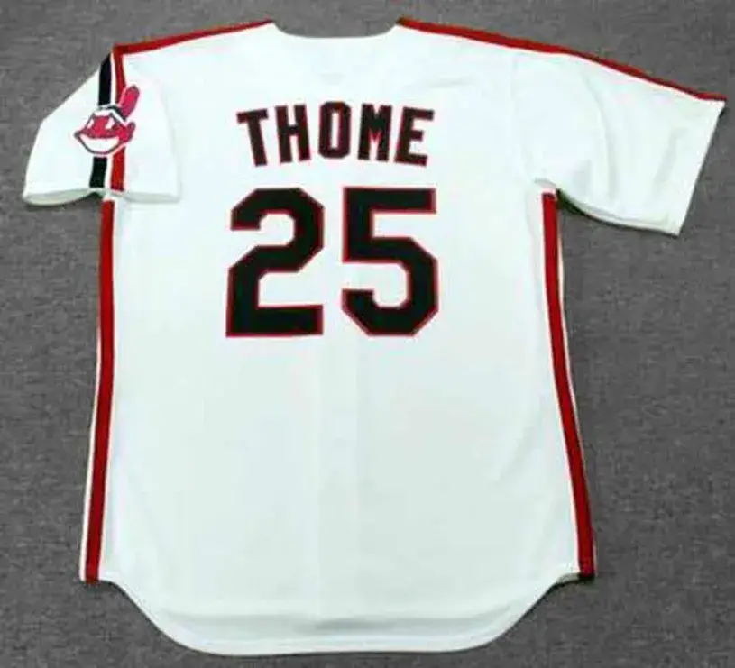 JIM THOME Cleveland Indians 1993 Home Majestic Baseball Throwback Jersey 