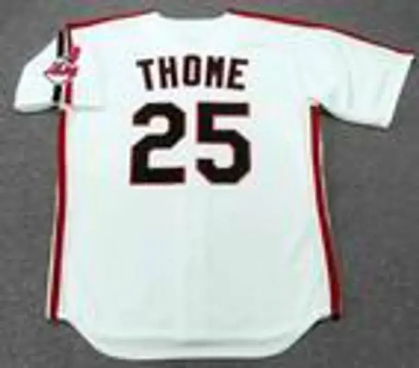 JIM THOME Cleveland Indians 1993 Home Majestic Baseball Throwback Jersey 