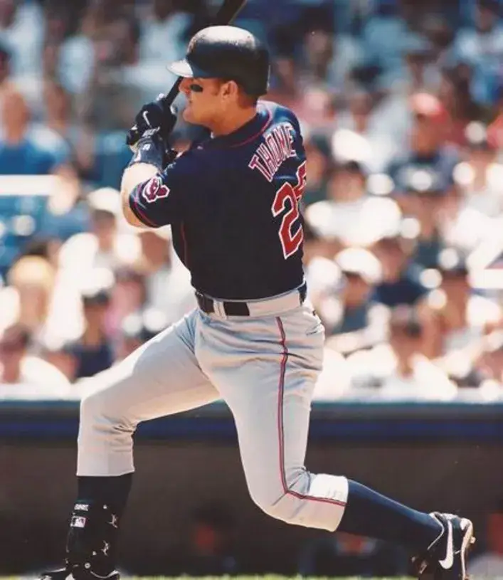 JIM THOME Cleveland Indians 1997 Majestic Throwback Alternate Baseball Jersey 