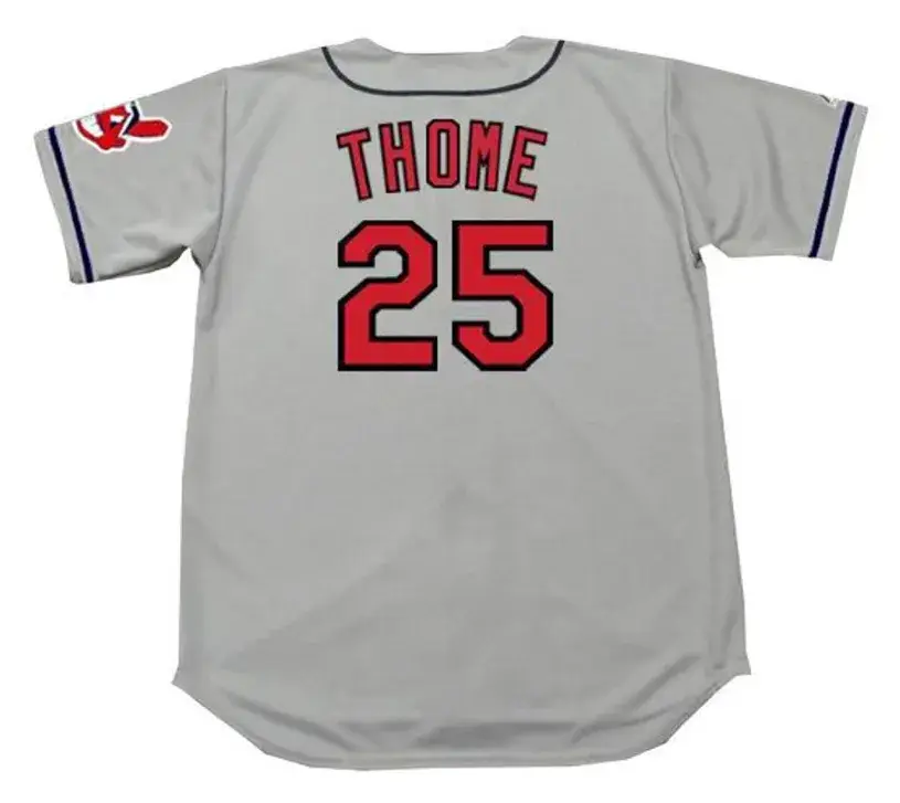 JIM THOME Cleveland Indians 1997 Majestic Throwback Away Baseball Jersey 