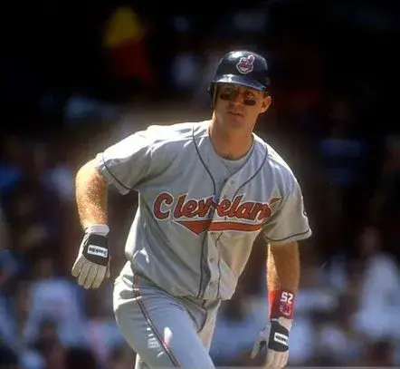 JIM THOME Cleveland Indians 1997 Majestic Throwback Away Baseball Jersey 