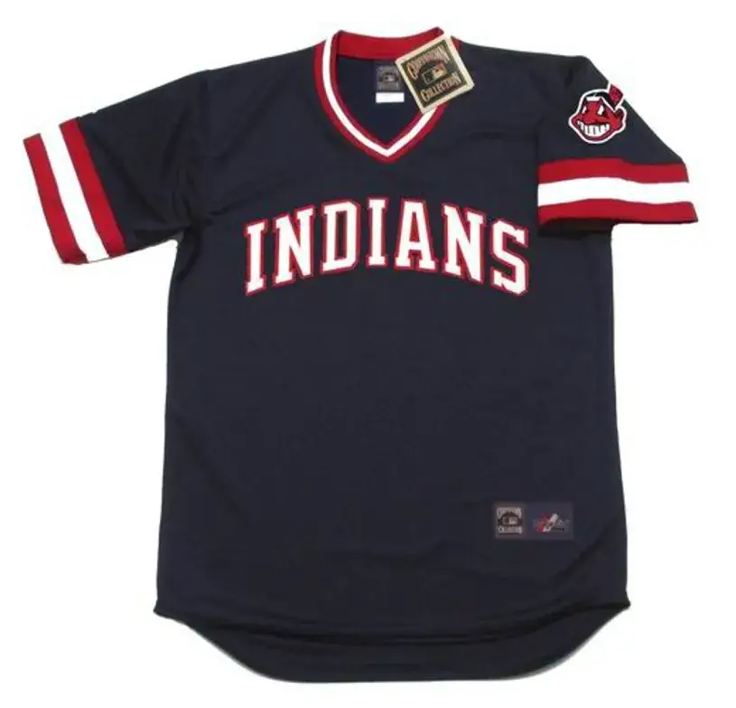 JOE CARTER Cleveland Indians 1984 Majestic Cooperstown Throwback Away Jersey