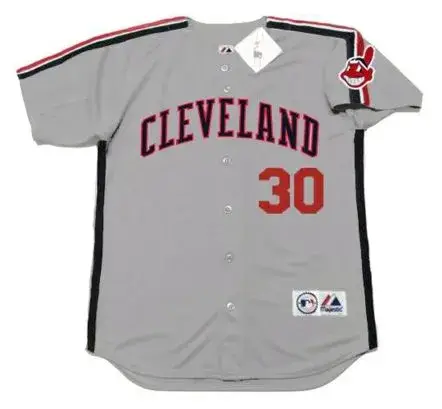 JOE CARTER Cleveland Indians 1989 Majestic Throwback Away Baseball Jersey