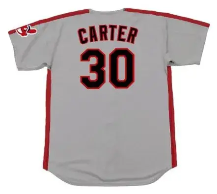 JOE CARTER Cleveland Indians 1989 Majestic Throwback Away Baseball Jersey 