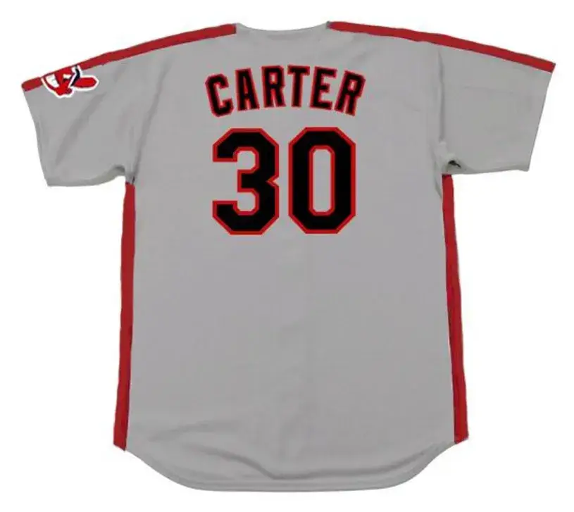 JOE CARTER Cleveland Indians 1989 Majestic Throwback Away Baseball Jersey 