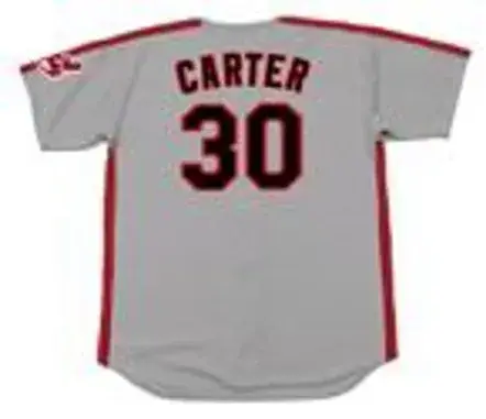 JOE CARTER Cleveland Indians 1989 Majestic Throwback Away Baseball Jersey 