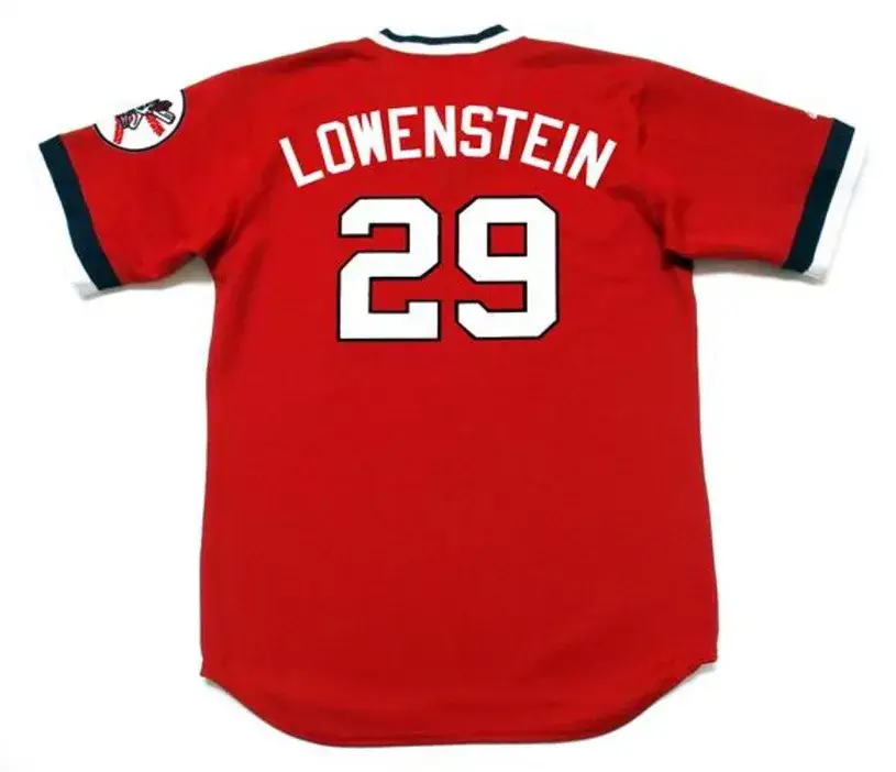 JOHN LOWENSTEIN Cleveland Indians 1975 Majestic Cooperstown Throwback Jersey 
