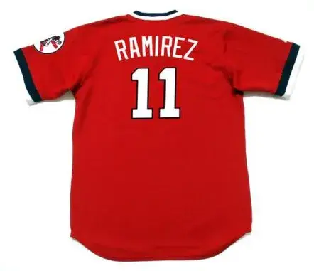 JOSE RAMIREZ Cleveland Indians 1970’s Majestic Red Cooperstown Throwback Jersey 