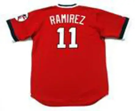 JOSE RAMIREZ Cleveland Indians 1970’s Majestic Red Cooperstown Throwback Jersey 