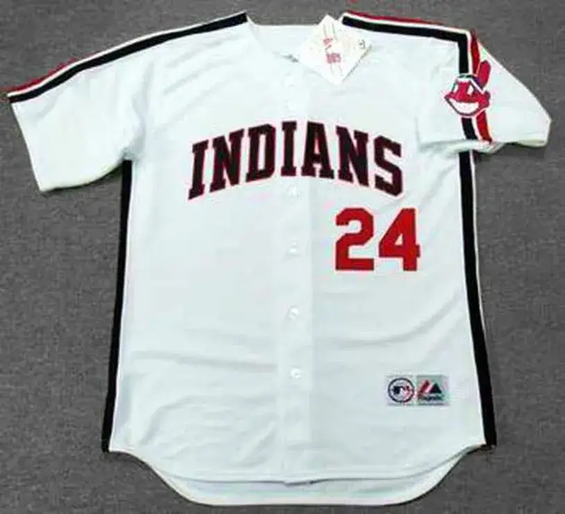 MANNY RAMIREZ Cleveland Indians 1993 Home Majestic Baseball Throwback Jersey