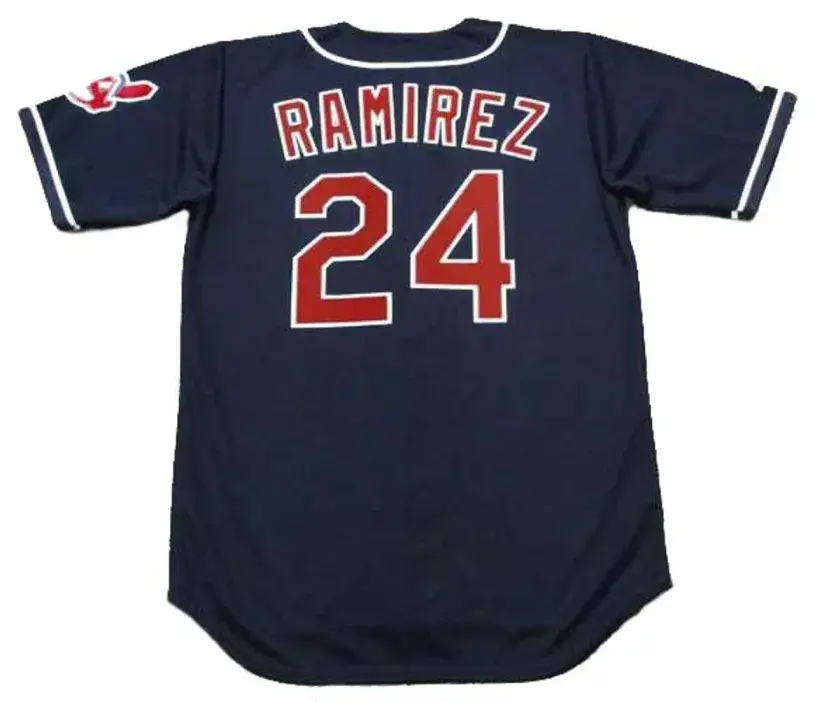 MANNY RAMIREZ Cleveland Indians 1995 Majestic Throwback Alternate Baseball Jersey 