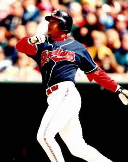 MANNY RAMIREZ Cleveland Indians 1995 Majestic Throwback Alternate Baseball Jersey 