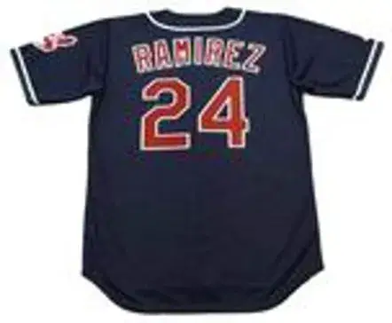MANNY RAMIREZ Cleveland Indians 1995 Majestic Throwback Alternate Baseball Jersey 