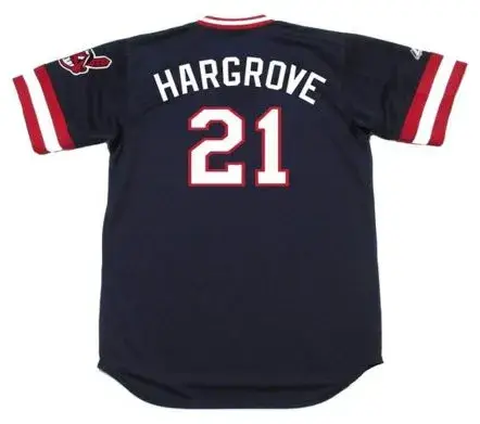 MIKE HARGROVE Cleveland Indians 1981 Majestic Cooperstown Throwback Away Jersey 