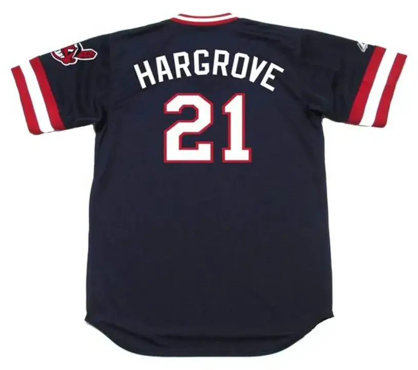 MIKE HARGROVE Cleveland Indians 1981 Majestic Cooperstown Throwback Away Jersey 