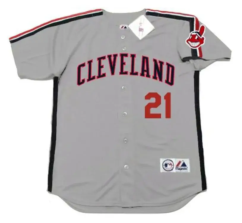 MIKE HARGROVE Cleveland Indians 1993 Majestic Throwback Away Baseball Jersey