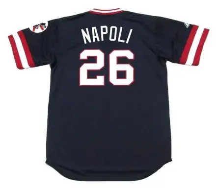 MIKE NAPOLI Cleveland Indians 1970’s Majestic Cooperstown Throwback Jersey 