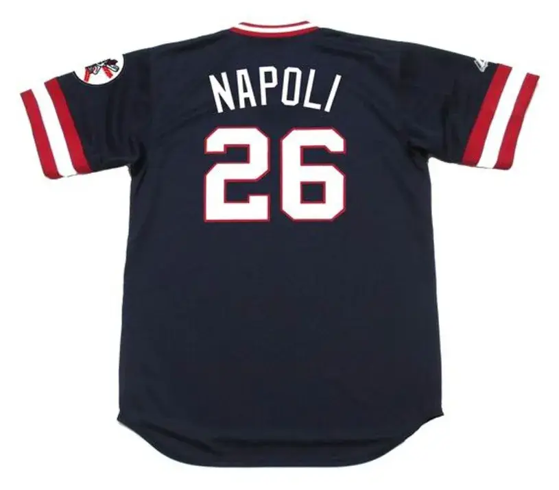 MIKE NAPOLI Cleveland Indians 1970’s Majestic Cooperstown Throwback Jersey 