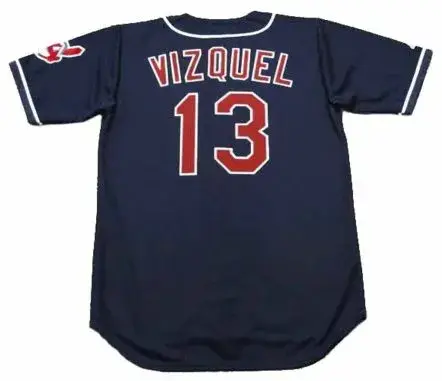 OMAR VIZQUEL Cleveland Indians 1997 Majestic Throwback Alternate Baseball Jersey 