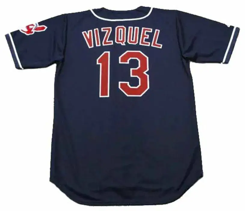 OMAR VIZQUEL Cleveland Indians 1997 Majestic Throwback Alternate Baseball Jersey 