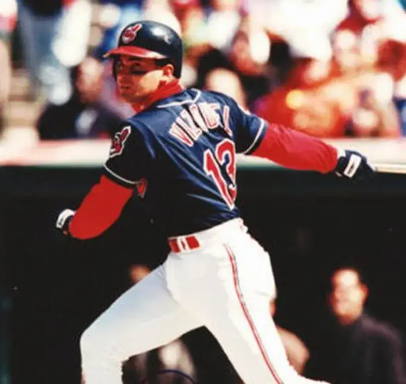 OMAR VIZQUEL Cleveland Indians 1997 Majestic Throwback Alternate Baseball Jersey 