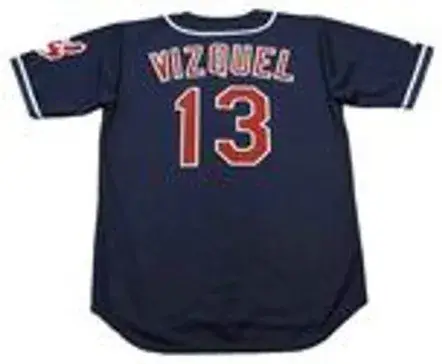 OMAR VIZQUEL Cleveland Indians 1997 Majestic Throwback Alternate Baseball Jersey 