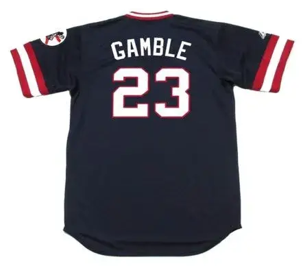 OSCAR GAMBLE Cleveland Indians 1975 Majestic Cooperstown Throwback Away Jersey 