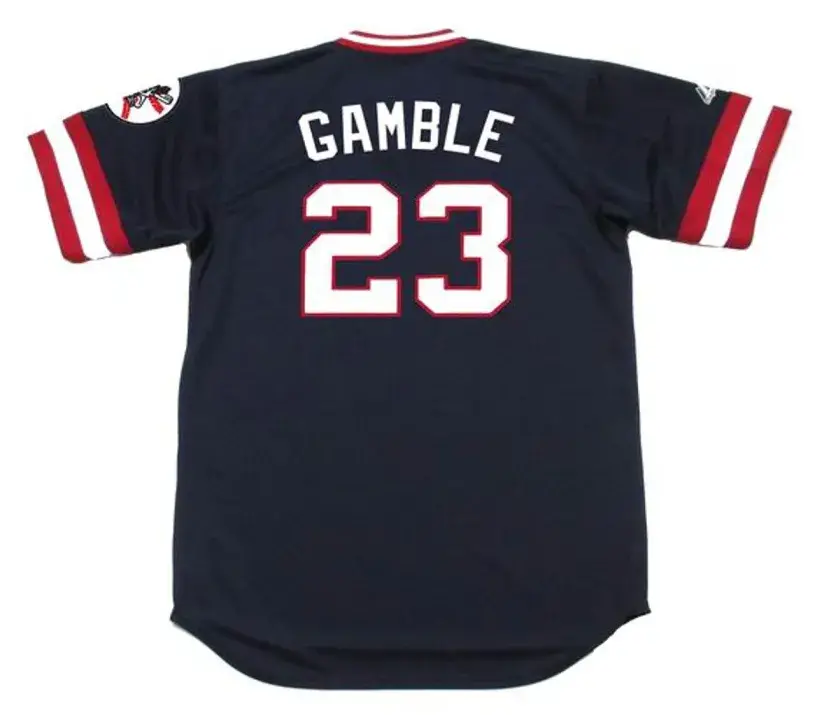 OSCAR GAMBLE Cleveland Indians 1975 Majestic Cooperstown Throwback Away Jersey 