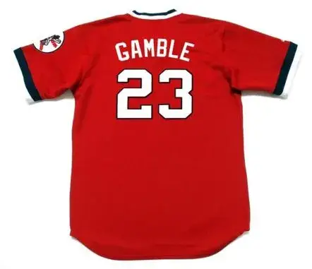 OSCAR GAMBLE Cleveland Indians 1975 Majestic Cooperstown Throwback Jersey 