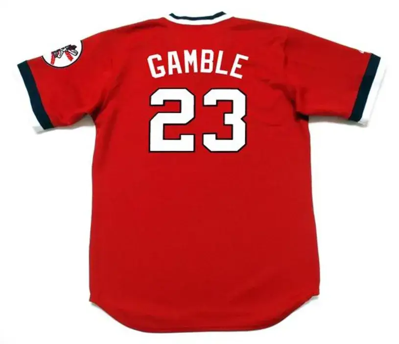 OSCAR GAMBLE Cleveland Indians 1975 Majestic Cooperstown Throwback Jersey 