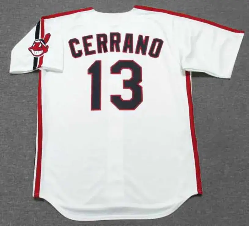 PEDRO CERRANO Cleveland Indians 1980’s Majestic Baseball Throwback Jersey 