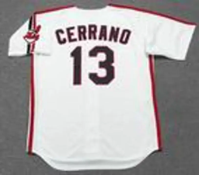 PEDRO CERRANO Cleveland Indians 1980’s Majestic Baseball Throwback Jersey 
