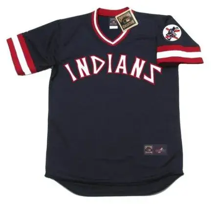 RAY FOSSE Cleveland Indians 1977 Majestic Throwback Away Baseball Jersey