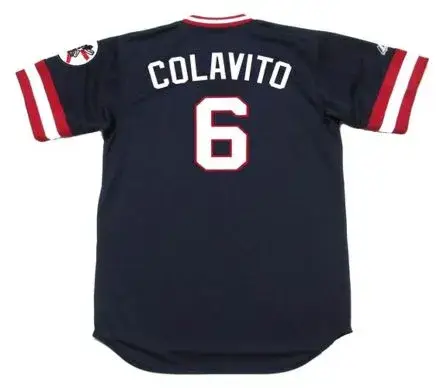 ROCKY COLAVITO Cleveland Indians 1975 Away Majestic Baseball Throwback Jersey 