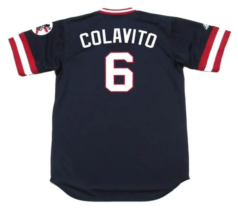 ROCKY COLAVITO Cleveland Indians 1975 Away Majestic Baseball Throwback Jersey 