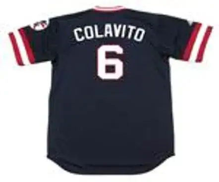 ROCKY COLAVITO Cleveland Indians 1975 Away Majestic Baseball Throwback Jersey 