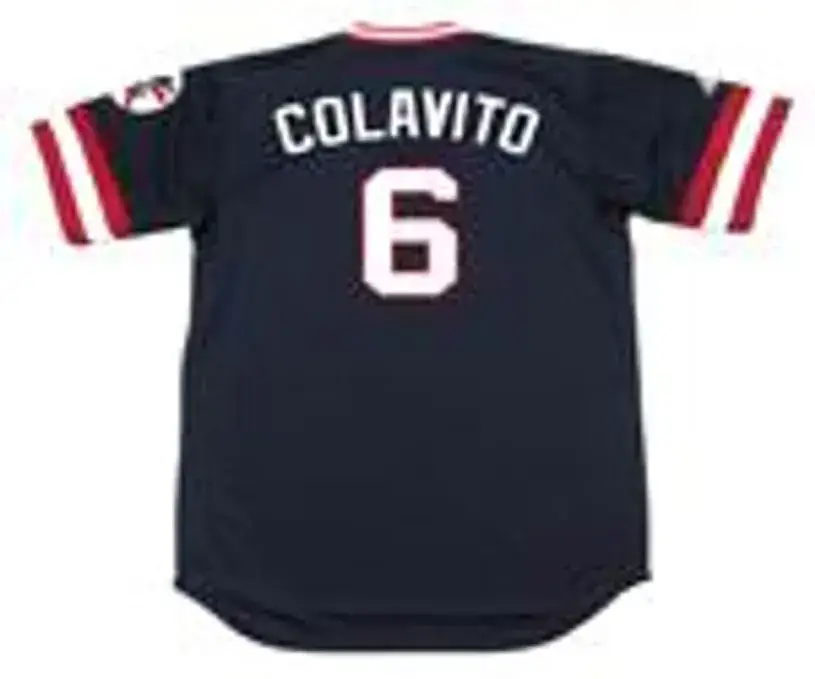 ROCKY COLAVITO Cleveland Indians 1975 Away Majestic Baseball Throwback Jersey 