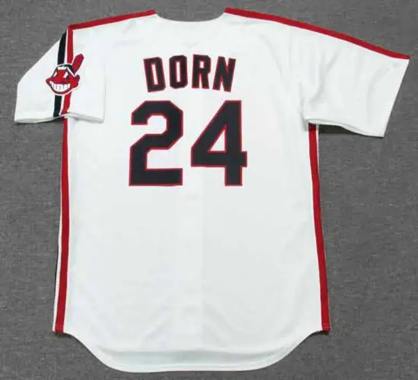 ROGER DORN Cleveland Indians 1980’s Majestic Baseball Throwback Jersey 