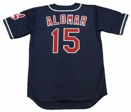 SANDY ALOMAR Cleveland Indians 1997 Alternate Majestic Baseball Throwback Jersey 