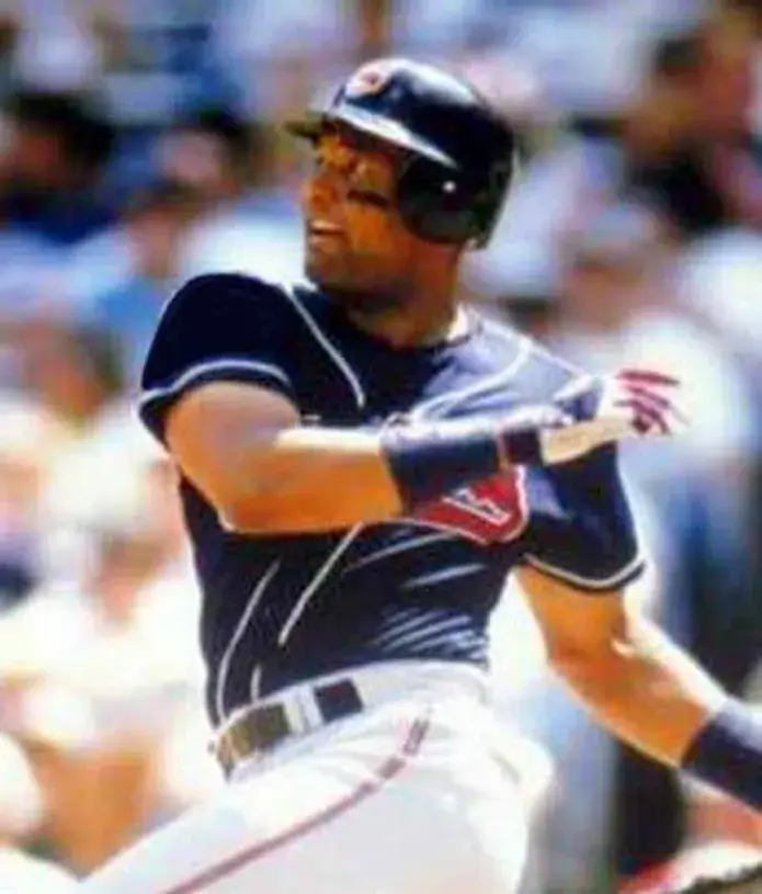 SANDY ALOMAR Cleveland Indians 1997 Alternate Majestic Baseball Throwback Jersey 