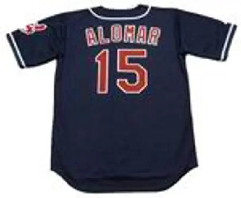 SANDY ALOMAR Cleveland Indians 1997 Alternate Majestic Baseball Throwback Jersey 
