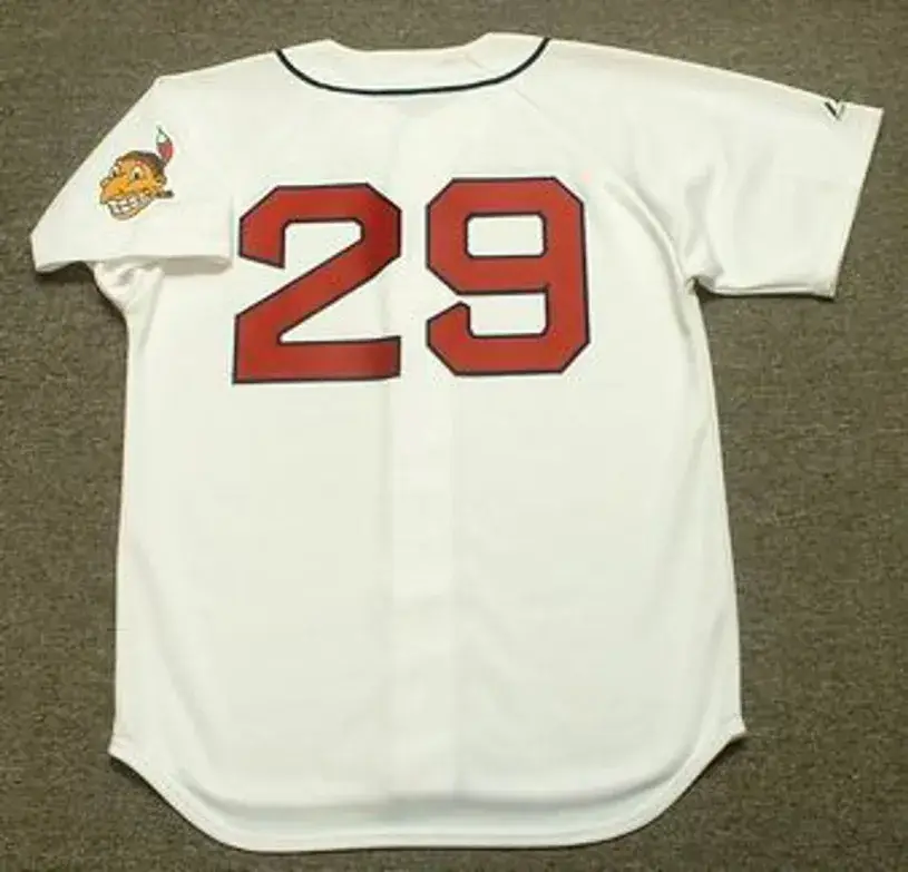 SATCHEL PAIGE Cleveland Indians 1948 Majestic Cooperstown Throwback Jersey 