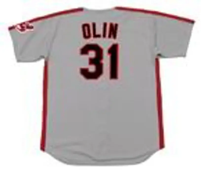 STEVE OLIN Cleveland Indians 1992 Majestic Throwback Away Baseball Jersey 