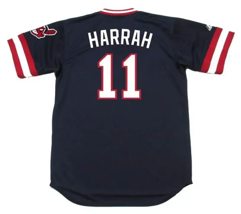 TOBY HARRAH Cleveland Indians 1982 Majestic Cooperstown Throwback Away Jersey 