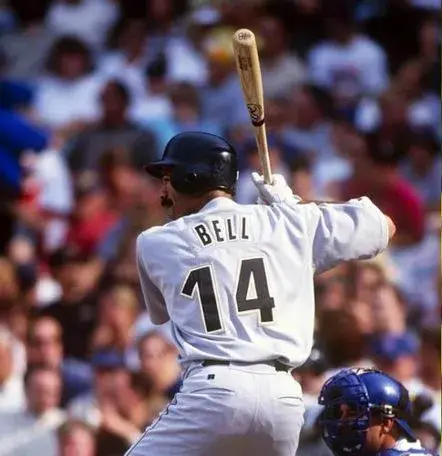 DEREK BELL Houston Astros 1995 Majestic Throwback Away Baseball Jersey 