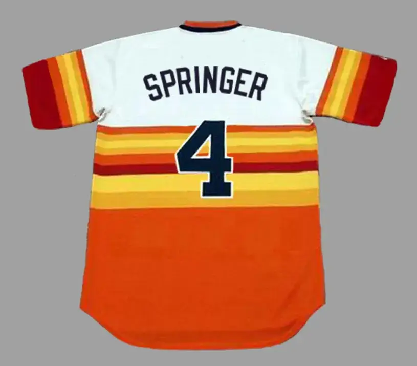 GEORGE SPRINGER Houston Astros 1980’s Home Majestic Throwback Baseball Jersey 