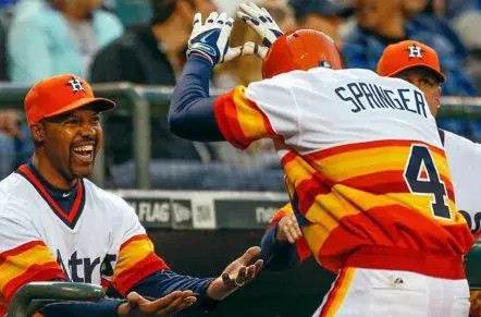 GEORGE SPRINGER Houston Astros 1980’s Home Majestic Throwback Baseball Jersey 