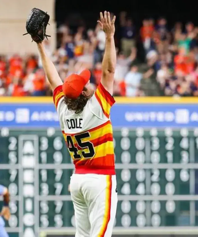 GERRIT COLE Houston Astros 1980’s Home Majestic Throwback Baseball Jersey 