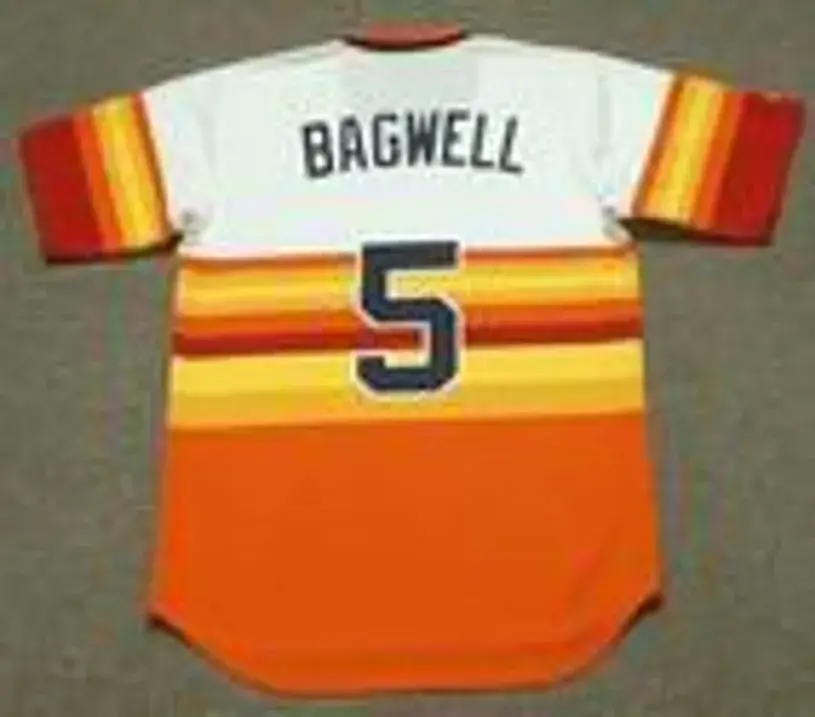 JEFF BAGWELL Houston Astros 1980’s Majestic Cooperstown Throwback Baseball Jersey 