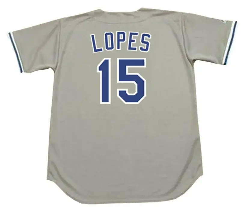 DAVEY LOPES Los Angeles Dodgers 1981 Away Majestic Baseball Throwback Jersey 